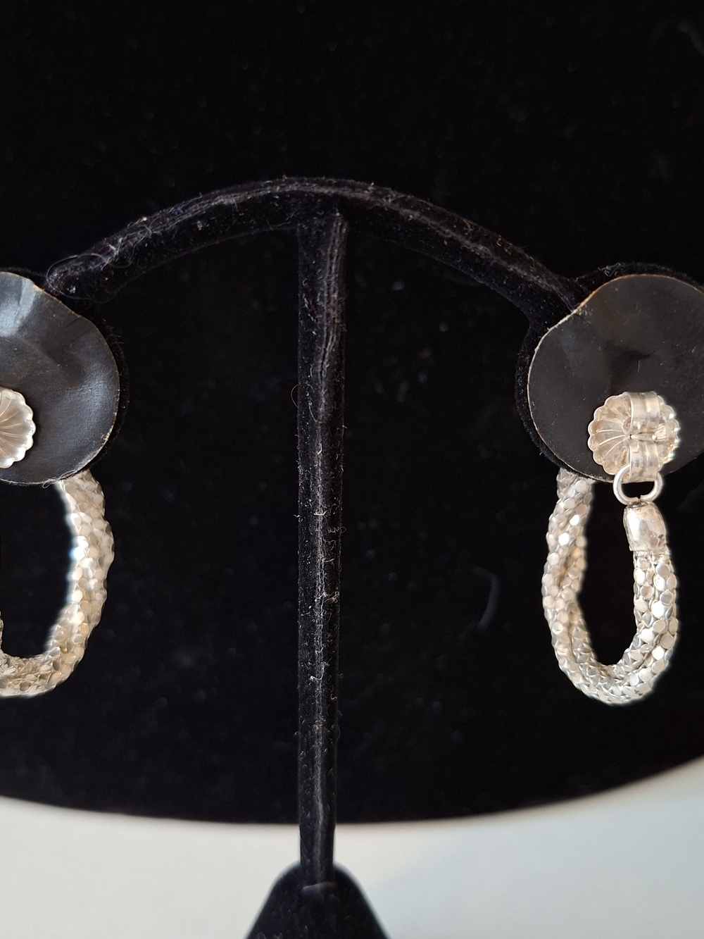 Sterling Textured Hoop Earrings in Silver